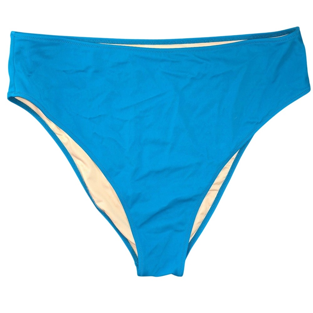 PLUS 16 XL Shade & Shore solid teal green blue bottoms lined coordinate swimwear
